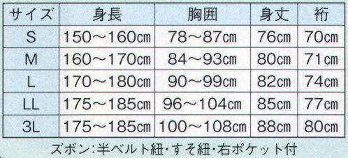 日本の歳時記 8946 作務衣 福印  サイズ／スペック